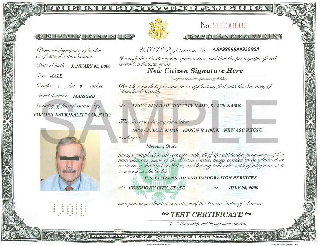 a Certificate of Naturalization